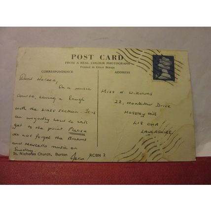 St. NICHOLAS CHURCH, BURTON, Cheshire used vintage postcard c.1972 =