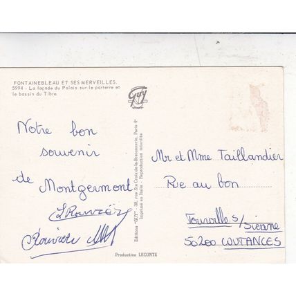 Fontainebleau Facade de Palais France postcard used VGC