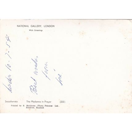 Sassoferrato Madonna in Prayer RP postcard Used crease