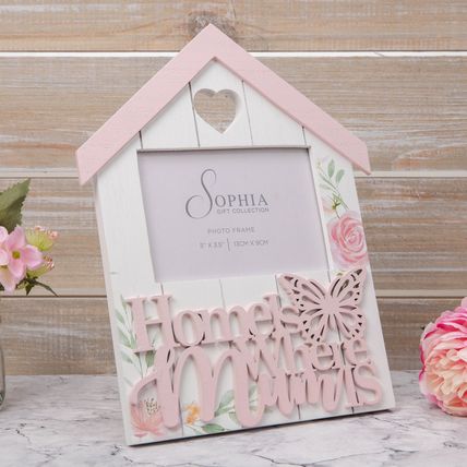 Sophia Home is Where Mum Is Photo Frame 24 CM Pastel Gift Mothers Day Wooden