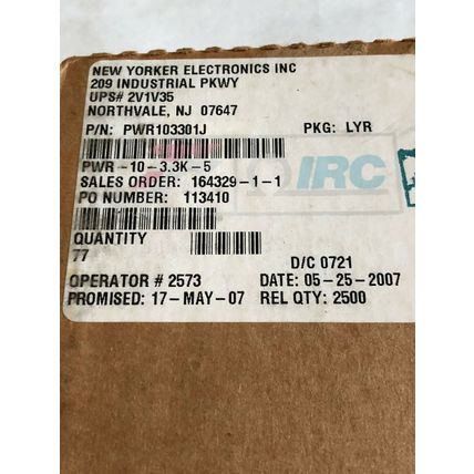 Lot 77 Siemens IRC Switch PWR103301J,PWR-10-3.3K-5 N IRC 0721 PWR10 3.3K5%,BM,AV