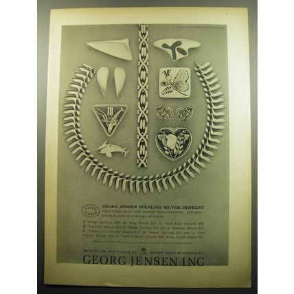 1960 Georg Jensen Jewelry Ad - Georg Jensen Sterling Silver Jewelry
