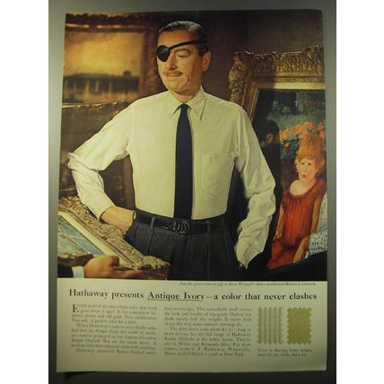 1960 Hathaway Shirts Ad - Hathaway presents Antique Ivory