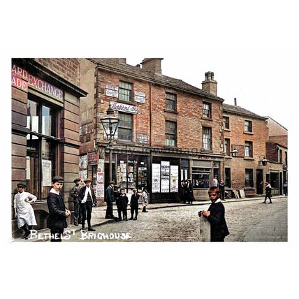 ptc1249 - Yorkshire - Exchange & early Shops on Bethel St. Brighouse - print 6x4