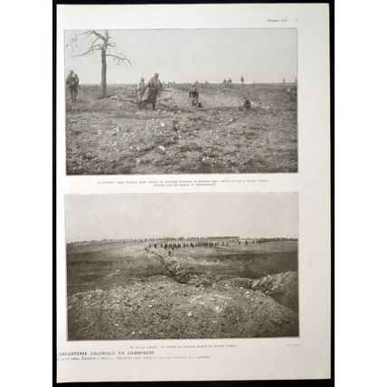 COLONIAL INFANTRY ASSAULT IN CHAMPAGNE 1915 FRANCE WORLD WAR I PRINT