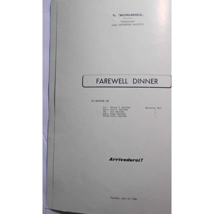 1966 Italian Cruise Ship Menu.