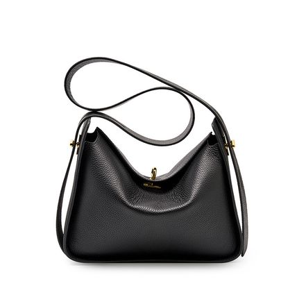 Women Genuine Leather Shoulder Bag College Tote Hobo Bags Black