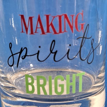 NEW Set 2 Christmas "Making Spirits Bright" Old Fashioned 11 oz Glasses Rock