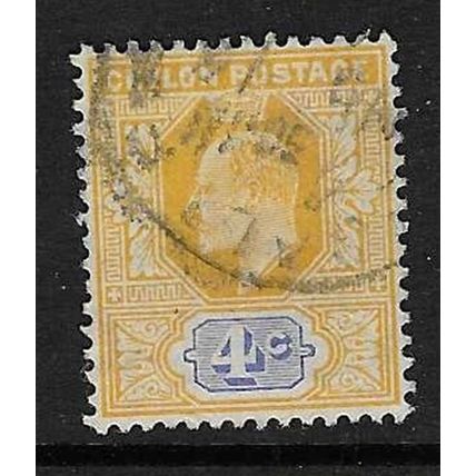 CEYLON 1904-5 EDVII 4c WMK MULTI-CROWN CA USED SG279