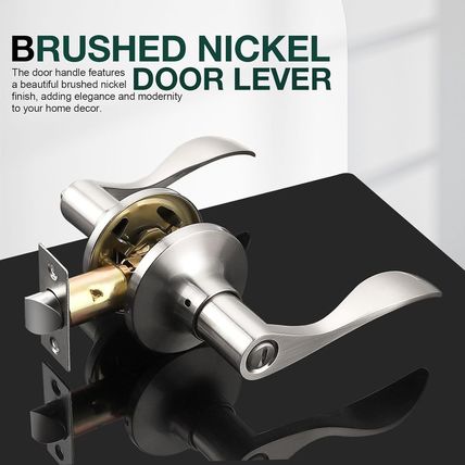 GOBEKOR 8 Pack Brushed Nickel Privacy Door Levers Bedroom Bathroom Door Handles