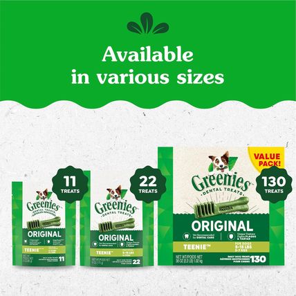 Greenies Original Teenie Natural Dental Care Dog Treats, 54 Oz. Pack (192 Treats