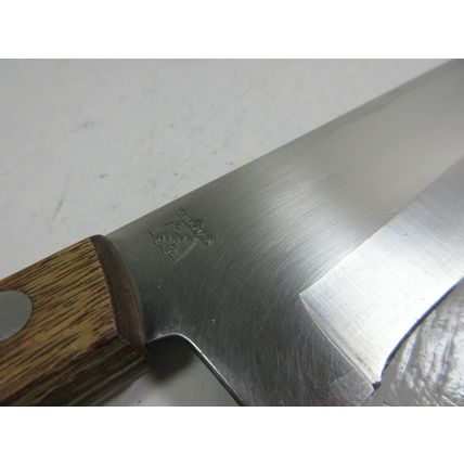 Vintage MAXAM Steel 9" Kitchen Chef's and 10.5" Slicing Knife w/ Wooden Handles