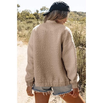 Light French Beige Floral Quilted Jacket
