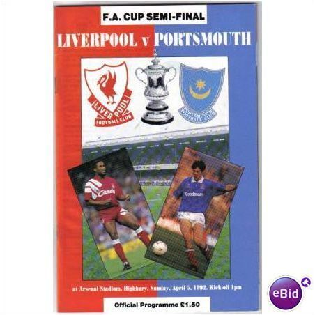 Liverpool v Portsmouth 05/04/1992 FA Cup Semi Final Football Programme Sale