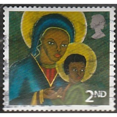 2005 Christmas Madonna & Child Painting 2nd Value. Black Madonna & Child. FUsed