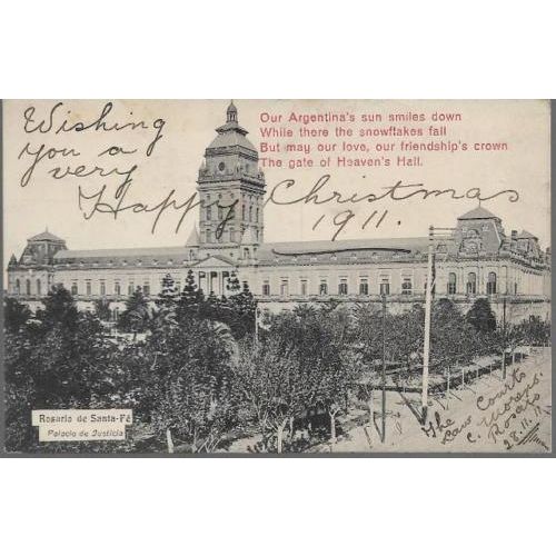 Rosario, Santa Fe, Argentina - Palace of Justice - postcard, stamps 1911