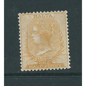 malta stamps sg18 sg 18 yellow orange hm aged gum