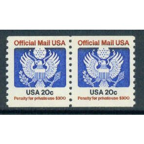 O135 20c Eagle Fine MNH Pair Q1244