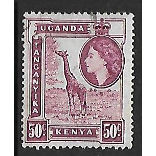 KENYA UGANDA TANGANYIKA 1954 50c GIRAFFE PURPLE SG 173 FINE USED#