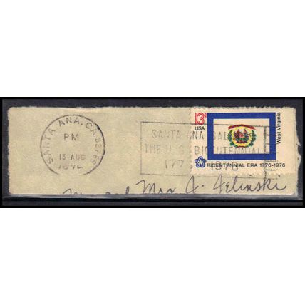 Used 1667 13c Flag of West Virginia Santa Ana, CA. E0159
