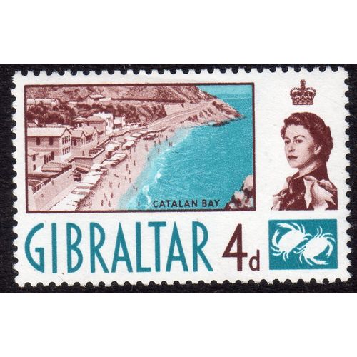 GIBRALTAR Sg165 4d Deep Red-Brown & Turquoise m/mint (G120)