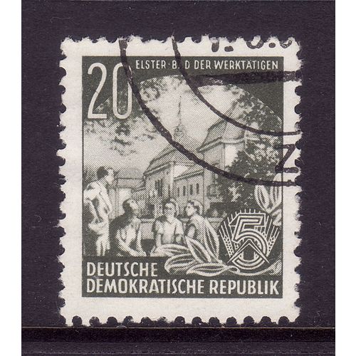 GERMANY EAST 1953 20pf GREEN SG E128 FINE USED#