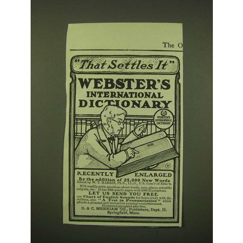 1902 Webster's International Dictionary Ad - That settles it