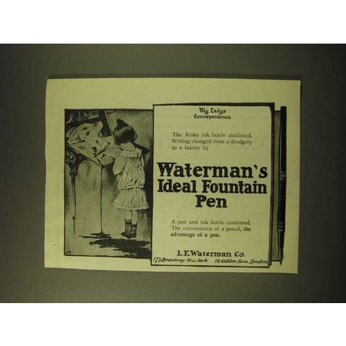 1902 Waterman's Ideal Fountain Pen Ad - My Ladys Correspondence