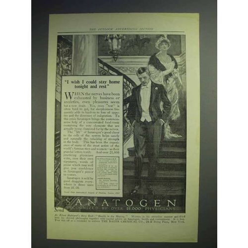 1914 Sanatogen Tonic Ad - Stay Home Tonight and Rest