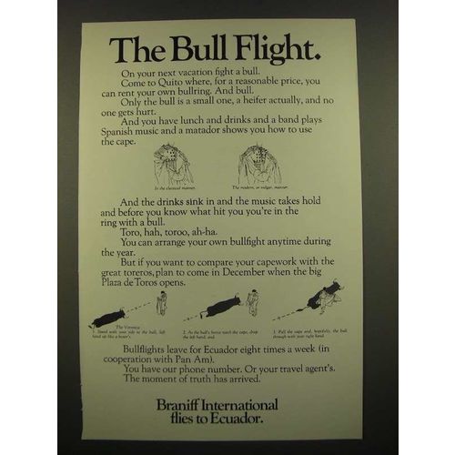 1968 Braniff International Airline Ad - The Bull Flight