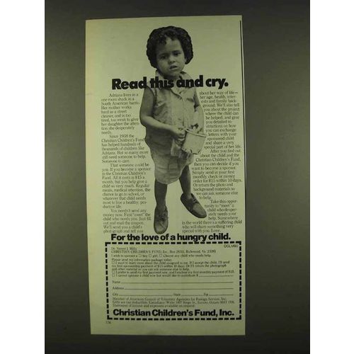 1978 Christian Children's Fund Ad - Read This