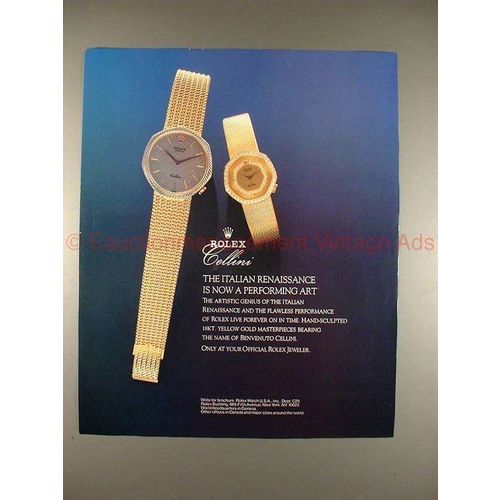 1986 Rolex Cellini Watch Ad - The Italian Renaissance!!