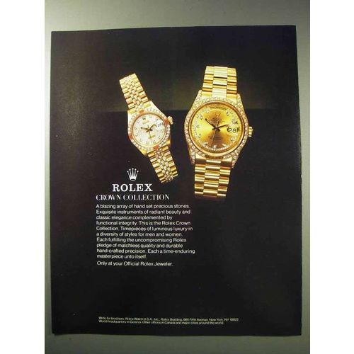 1986 Rolex Crown Collection Watch Ad