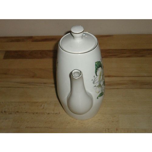 Sylvac Ware Small Floral Coffee Pot - White Rose Design