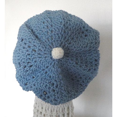 HAT #AH002 newsboy newsgirl brim visor crochet acrylic pastel blue unisex adult