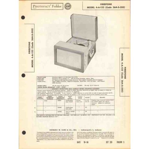 FIRESTONE model 4-A-132 AM radio receiver phono Sams Photofact manual