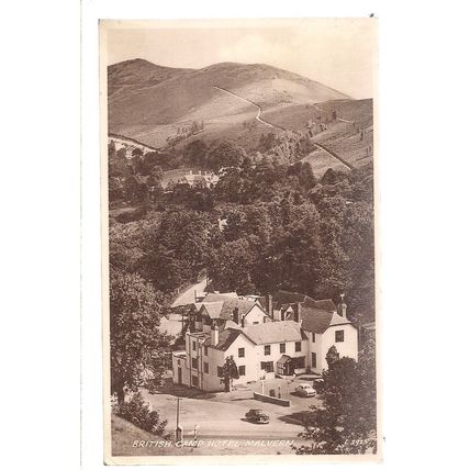 BRITISH CAMP HOTEL, MALVERN . used vintage postcard by Valentine 1957 postmark =