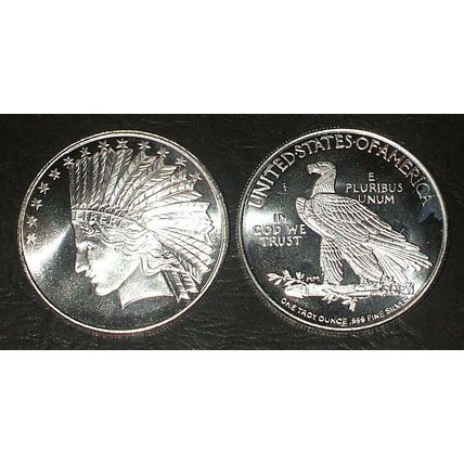 1 - 1 oz. Silver Round Indian Head - Eagle Silver - .999 Fine Silver