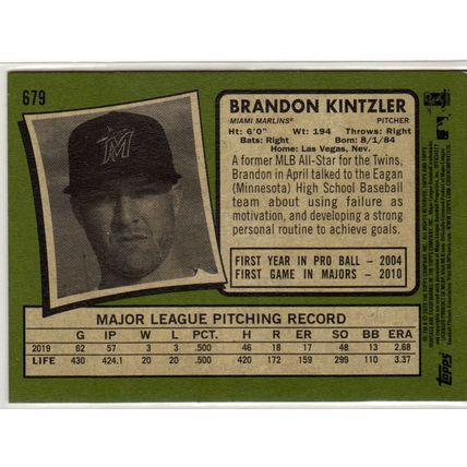 2020 Heritage High Number baseball card 679 Brandon Kintzler - Miami Marlins