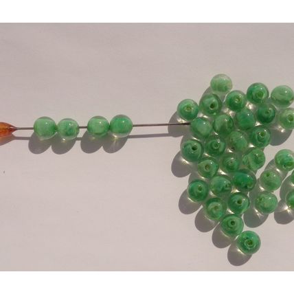 25 Vintage Green Glass Givre Round Beads 8mm Crafting Jewelry Making bd096