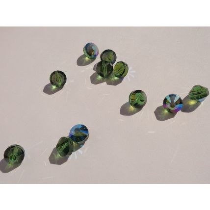 12 Vintage Swarovski 5101 8mm Green Tourmaline Crystal Beads Austria Faceted 110
