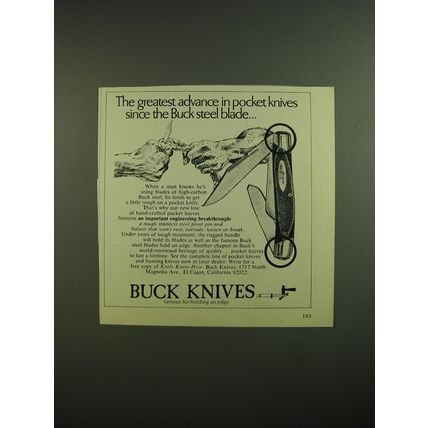 1972 Buck Knives Ad - The greatest advance in pocket knives since