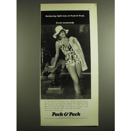 1971 Peck & Peck Swimsuit Ad - Surfacing right now at Peck & Peck.