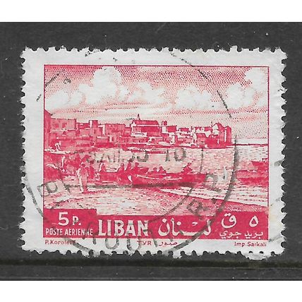 LEBANON 1961 5p RED TYPE WATERFRONT SG 713 FINE USED#3