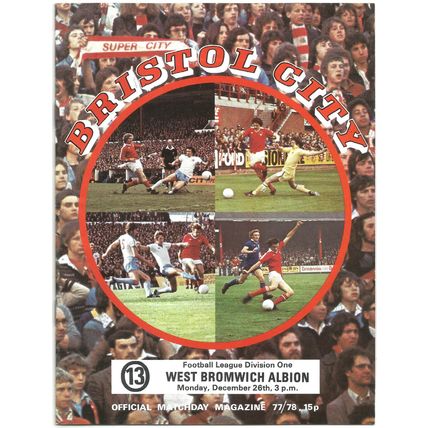 1977-78 BRISTOL CITY v WEST BROMWICH ALBION (Very Good Condition - No Writing)