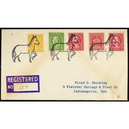 Horse 1930 Gray Horse, OKLA RARE Fancy Cancel Registered Cover - Stuart Katz