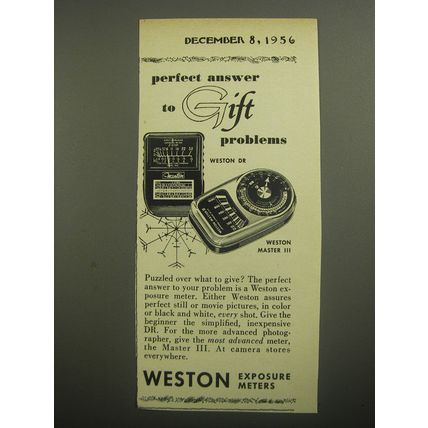1956 Weston DR and Master III Exposure Meters Advertisement