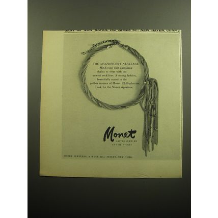 1958 Monet Jewelry Ad - The Magnificent Necklace