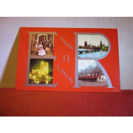 multiview, QUEEN ELIZABETH II Silver Jubilee 1977 unused vintage postcard =