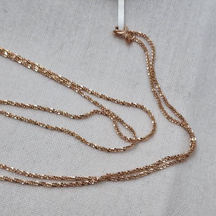 Diamond Cut Fine Rock Chain 36" Long Rose Gold Overlay 925 Sterling Silver 3.95g